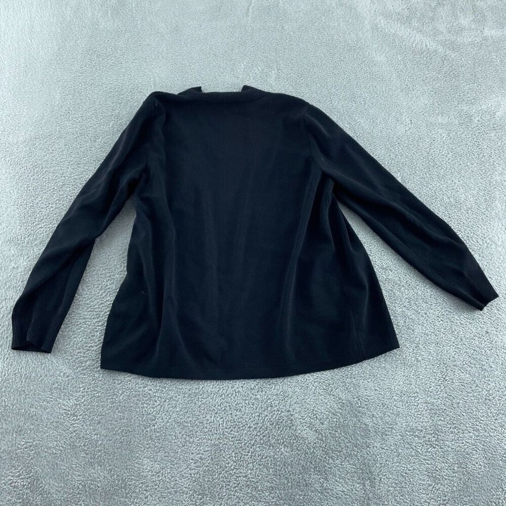 Kate Hill Petite Black Open-Front Cardigan Sweater PL Rayon/Nylon Blend 3676